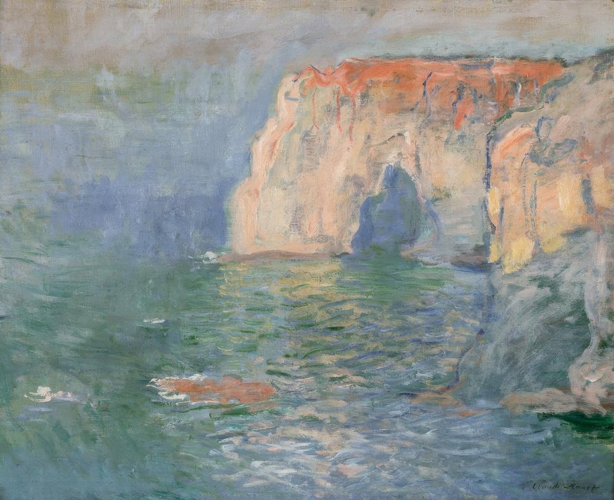 Etretat: La Manneporte, su üzerine yansımalar by Claude Monet
