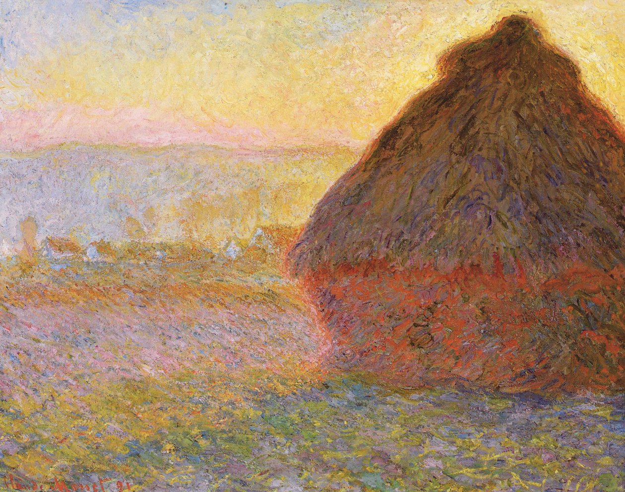 Samanlıklar, (Gün Batımı) by Claude Monet