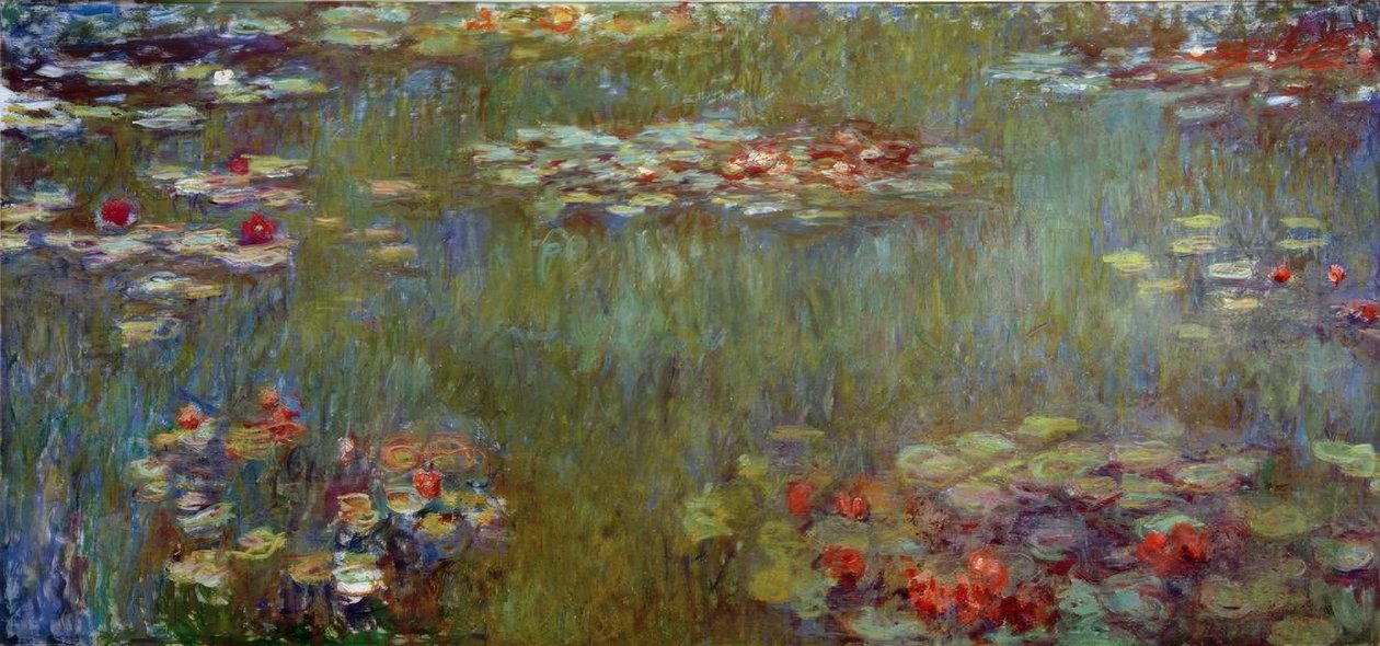 Nilüfer göleti, yeşil yansımalar by Claude Monet