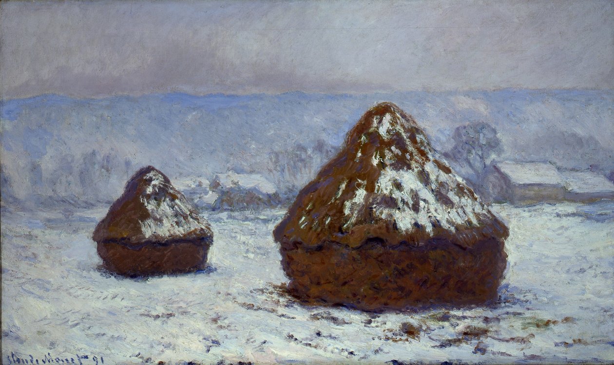Taşlar, kar etkisi, 1891 by Claude Monet