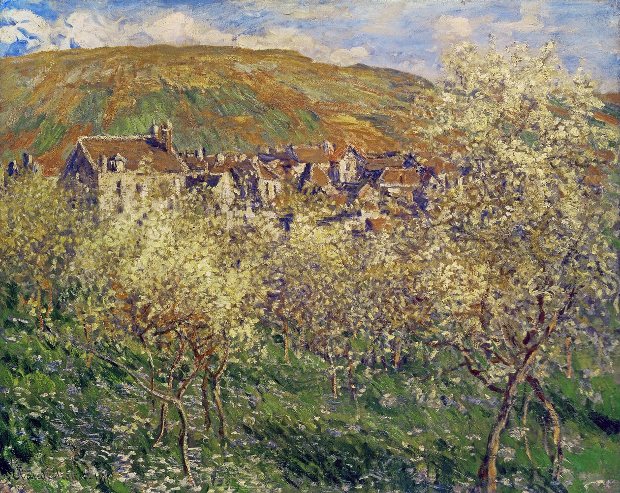 Plum Trees in Blossom, 1879  by Claude Monet