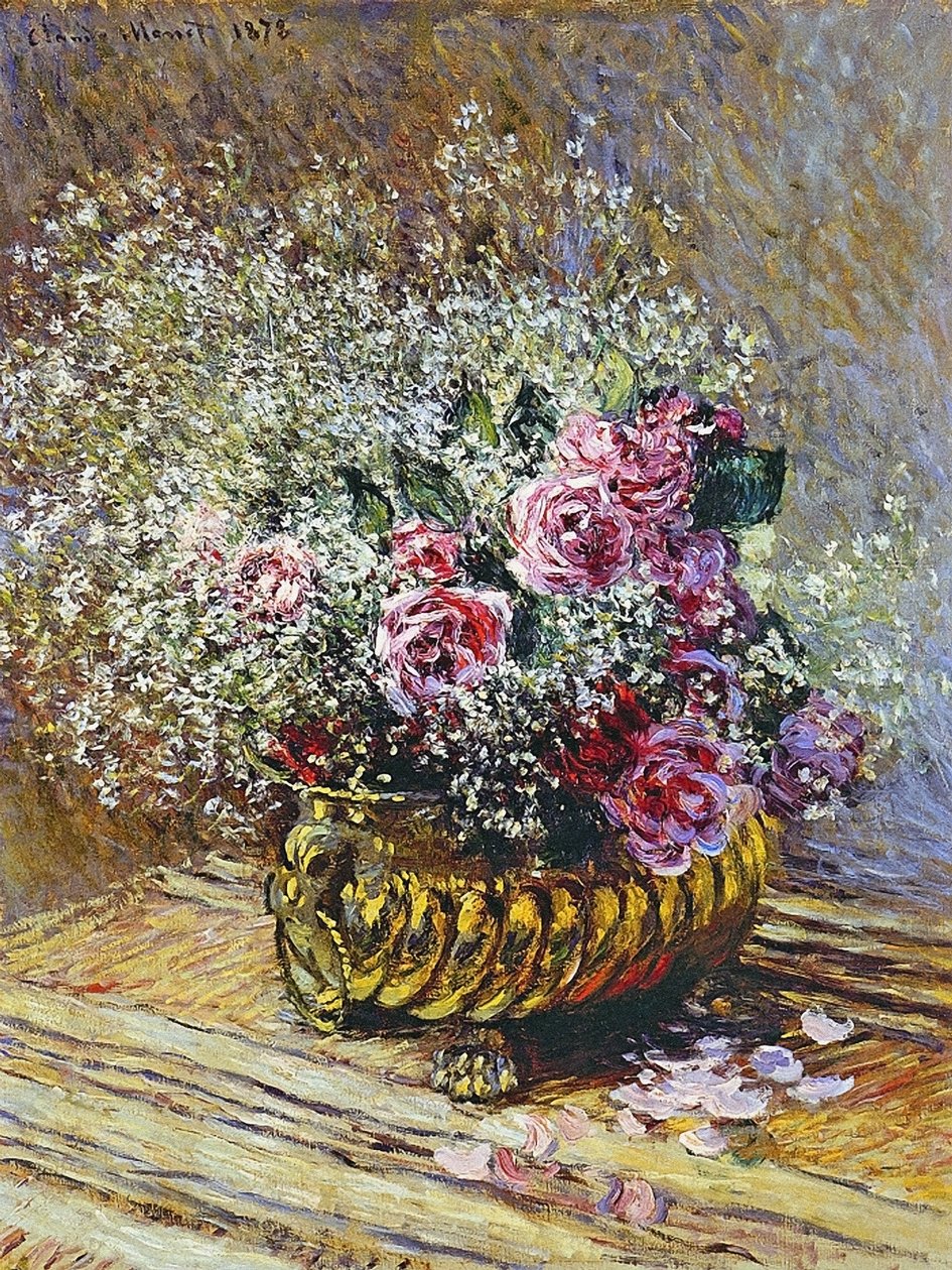 Bakır Vazoda Güller, 1878 by Claude Monet