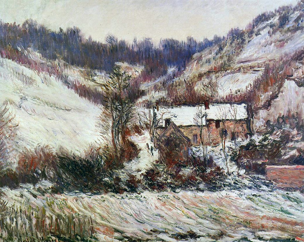 Falaise yakınlarında kar, Normandiya, c.1885-86 by Claude Monet