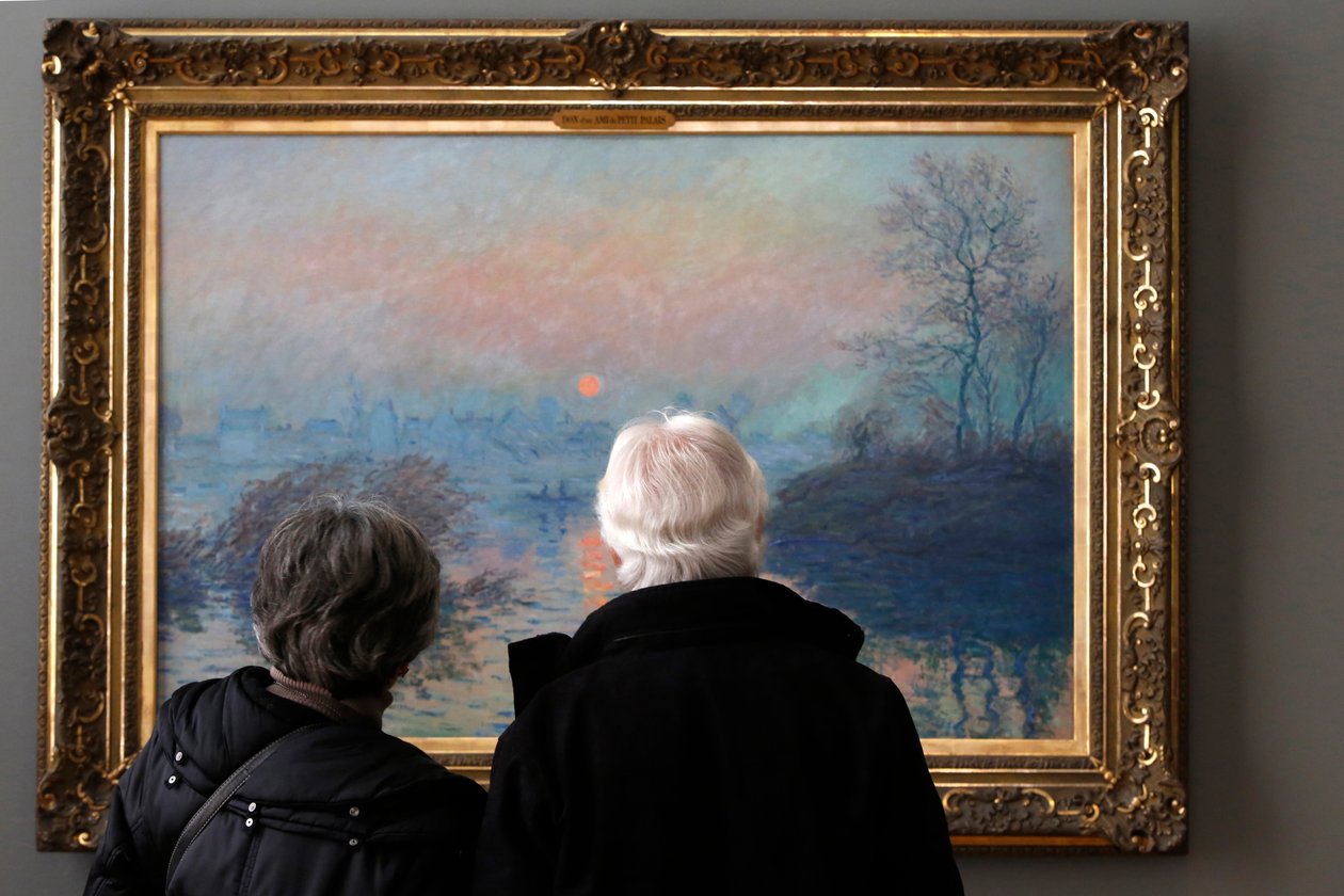 Seine üzerinde gün batımı, kış, 1880 by Claude Monet