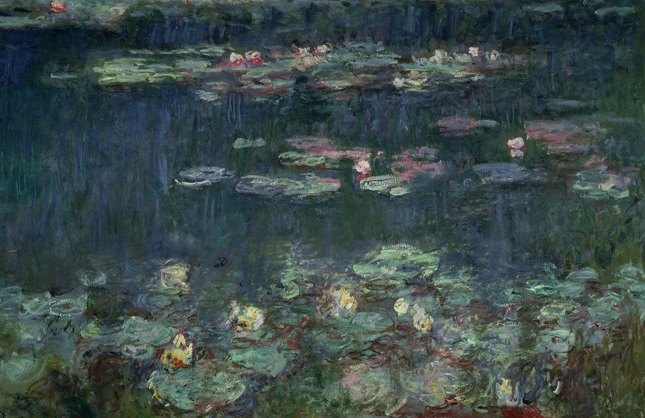 Nilüferler: Yeşil Yansımalar, 1914-18 (sağ kısım) (ayrıca bkz. 70302 ve 56004) by Claude Monet