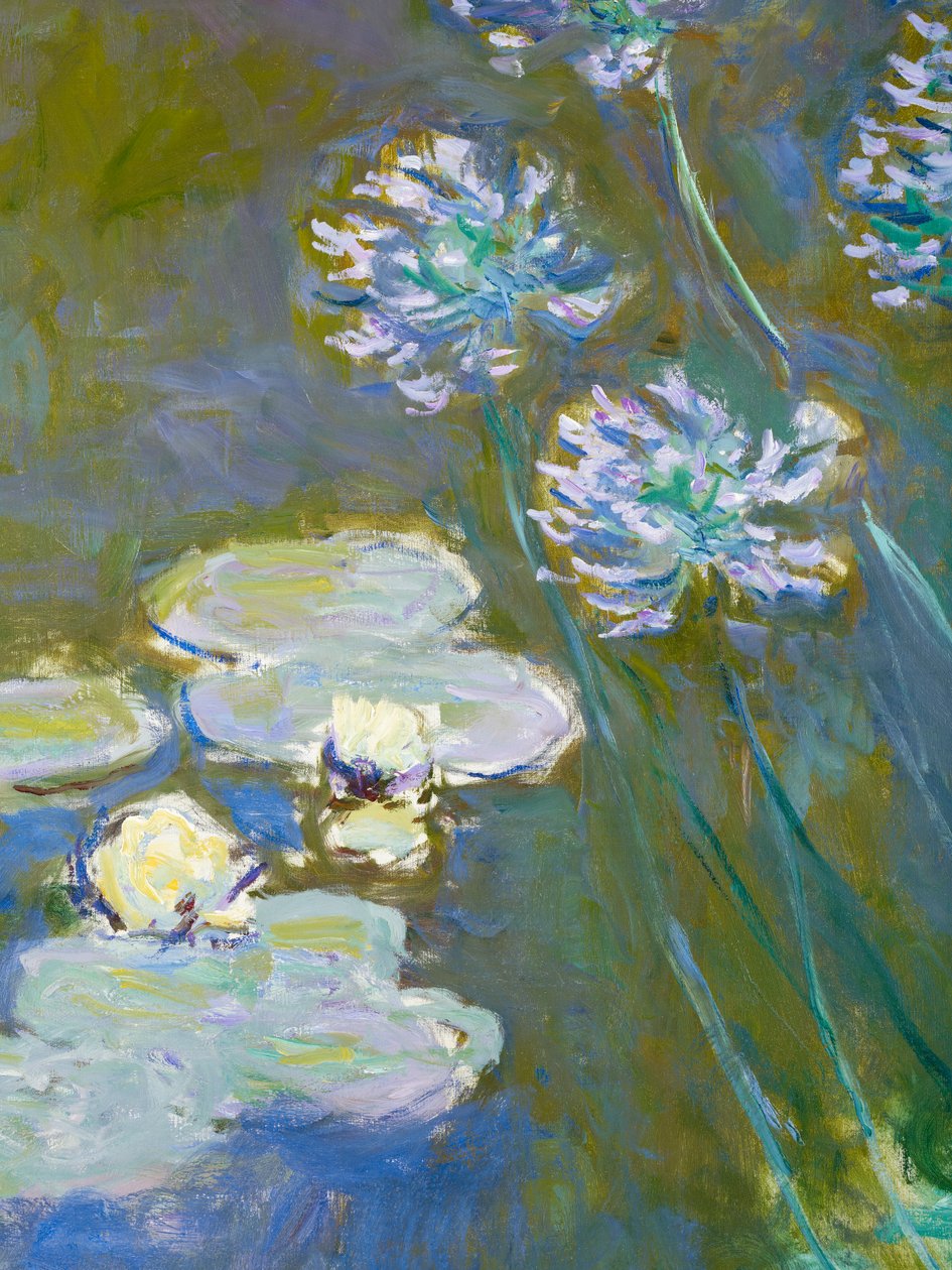 Nilüferler ve Agapanthus, 1914-17 tuval üzerine 82323 yağlı boya detayı by Claude Monet