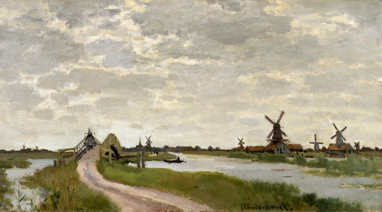 Zaandam Yakınlarındaki Yel Değirmenleri by Claude Monet