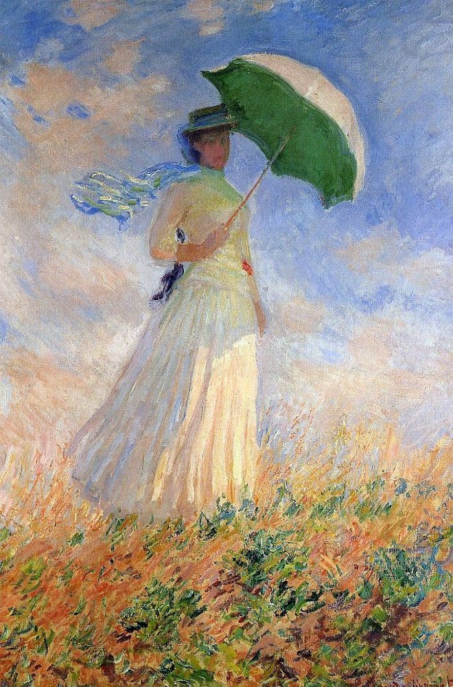 Şemsiyeli kadın sağa dönük by Claude Monet