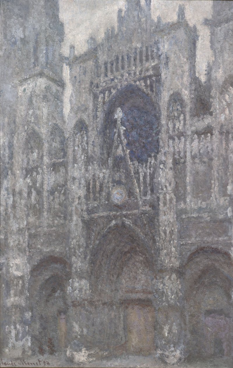 nFrancais : La cathedrale de Rouen. Le portail,temps grisnThe Cathedral in Rouen. The portal, Grey Weather  by Claude Monet