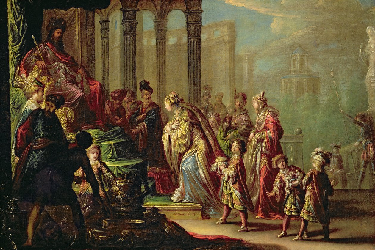 Ahasuerus'tan önce Süleyman ve Saba Kraliçesi veya Ester, 1624 by Claude Vignon