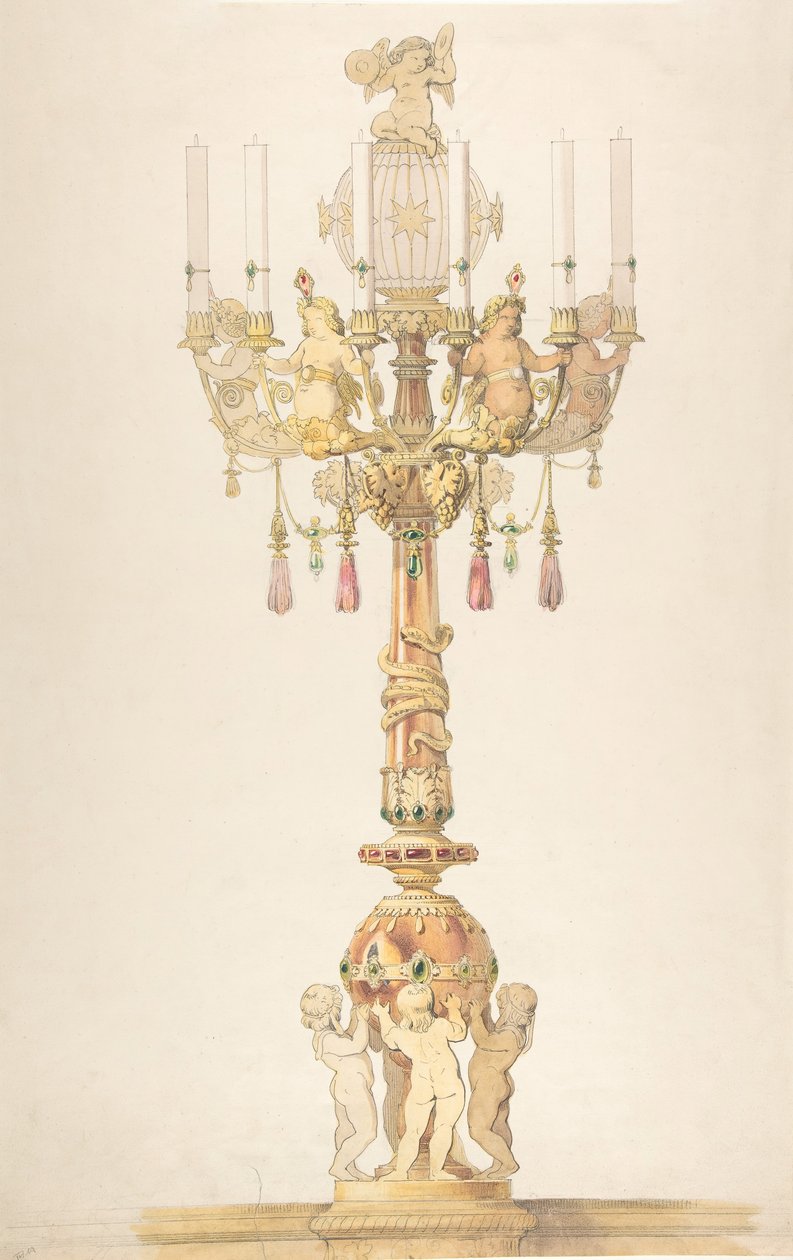 Bir Şamdan Tasarımı, 1810-38. by Claude Aimé Chenavard