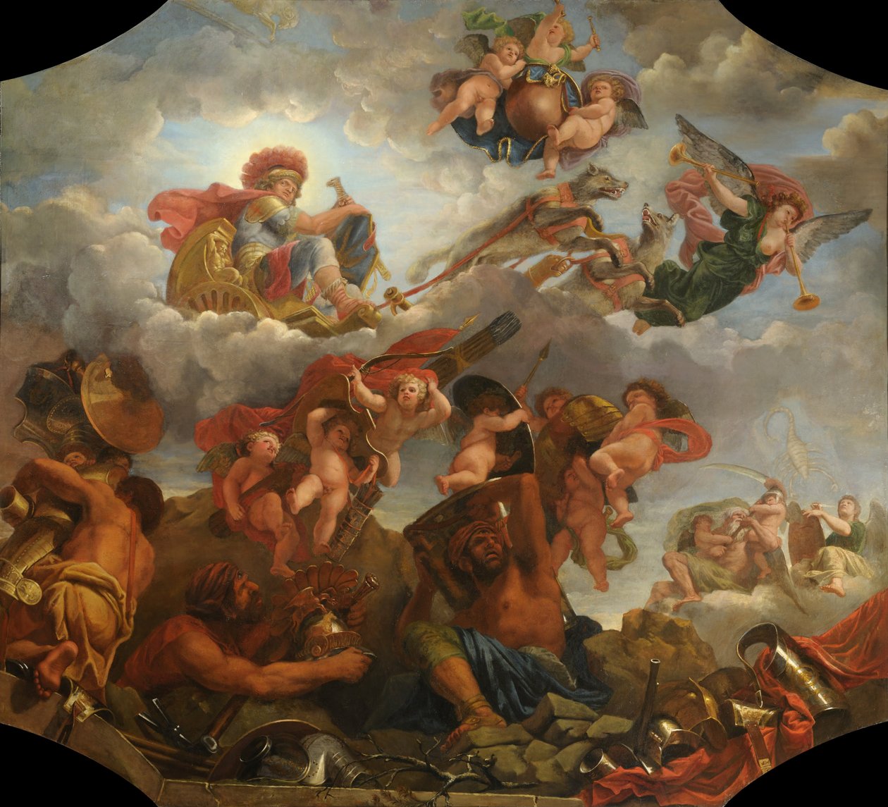 Kurtlar tarafından çekilen arabasında Mars by Claude Audran the Younger