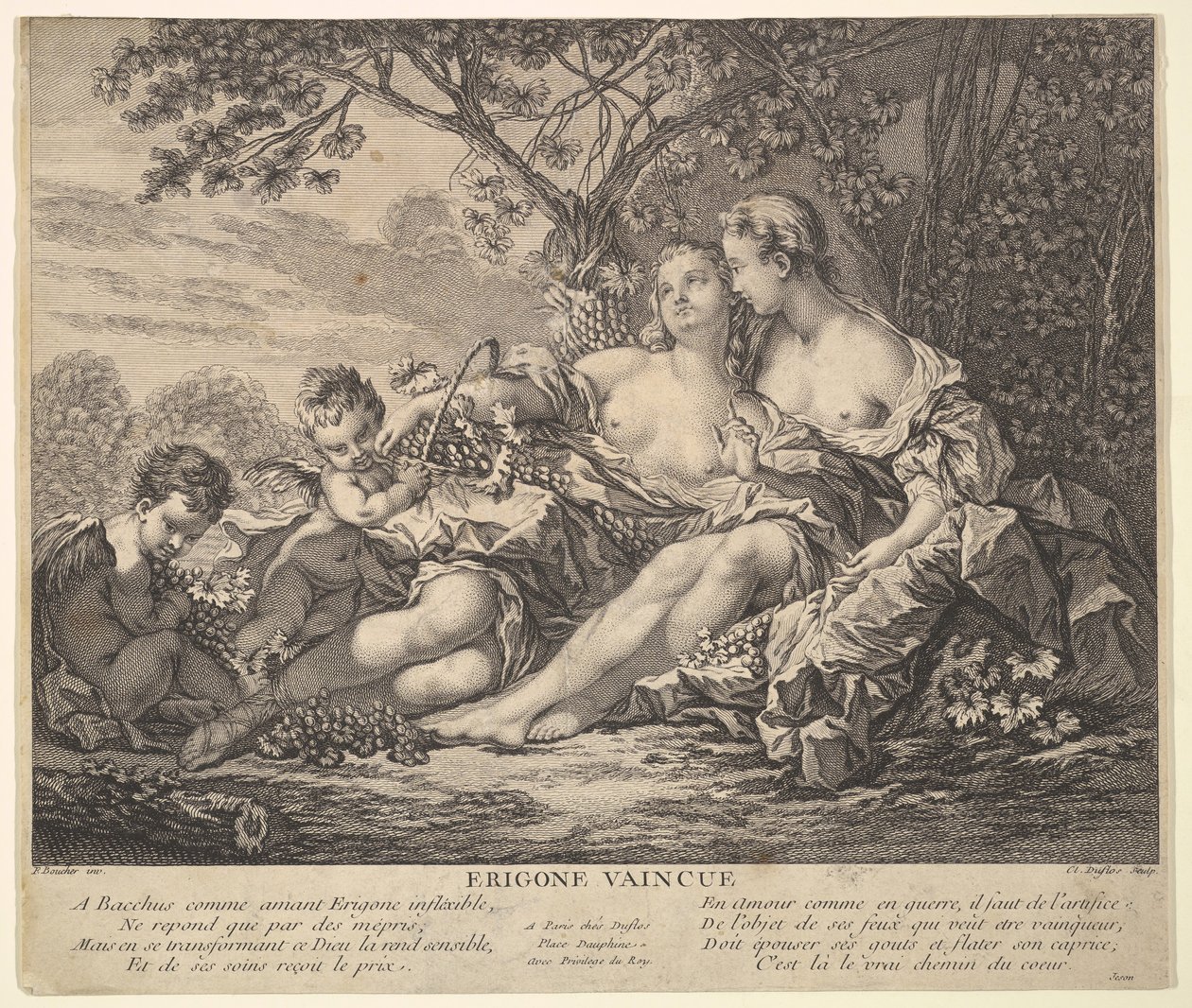 Erigone Mağlup, ca. 1745. by Claude Augustin Duflos