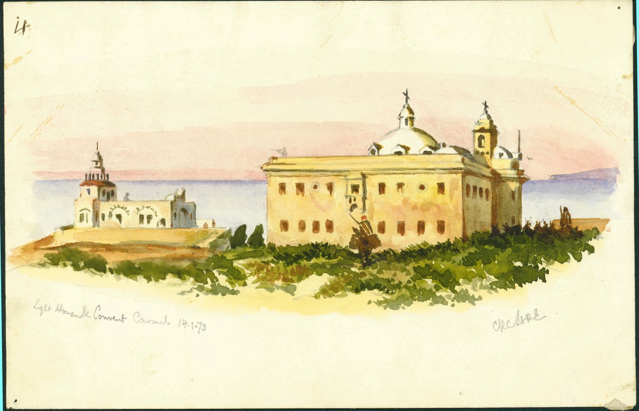 Deniz Feneri ve Manastırı, Carmel, 1873 (kağıda kalemle yapıyoruz) by Claude Conder