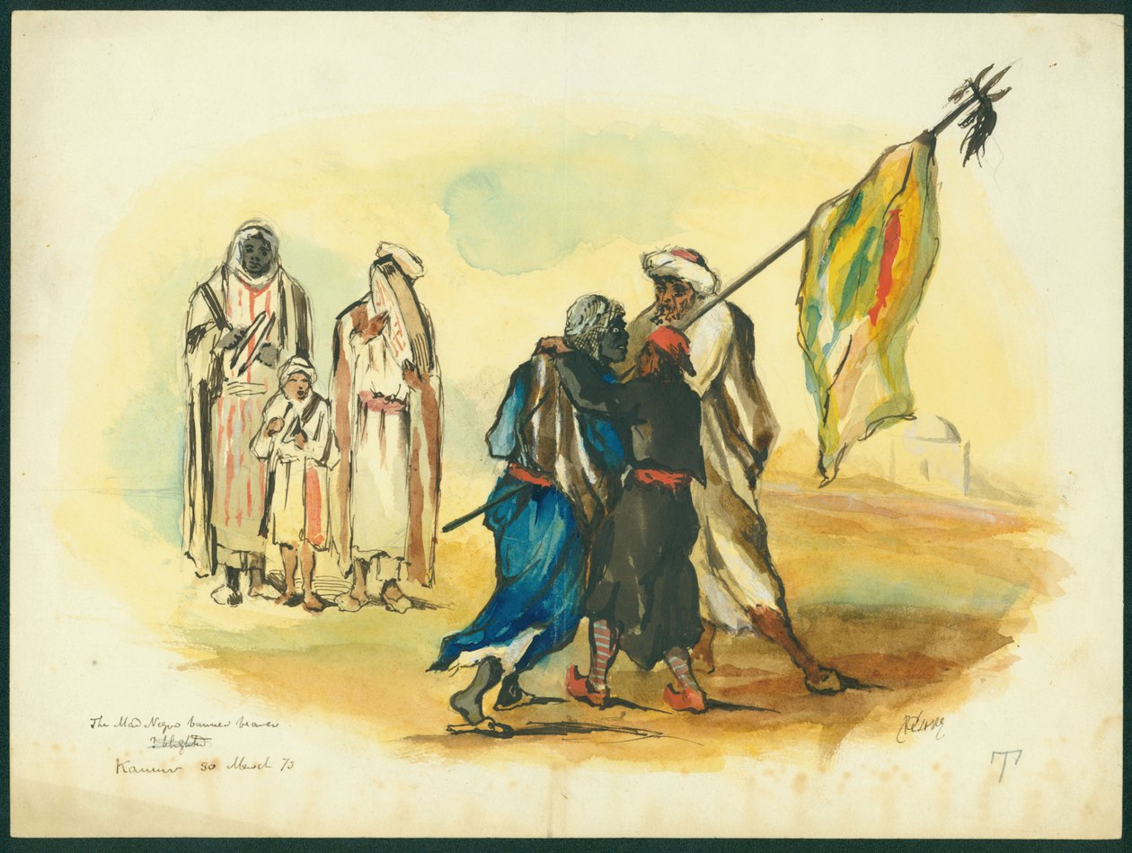 "Deli Kara Sancak Taşıyıcısı", Kaumur, 1873 (kağıt üzerine wc ve kalem) by Claude Conder