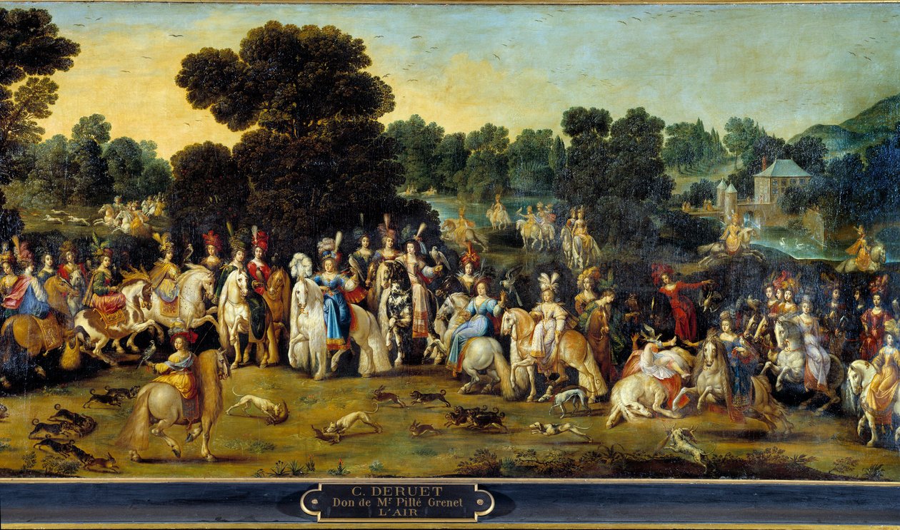 Dört element: “Hava”. Bir kale parkında avlanma sahnesi. Detay. Claude Deruet (1588-1662) 1641 Sun tarafından tablo. 1,14x2,58 m Orleans, Güzel Sanatlar Müzesi by Claude Deruet