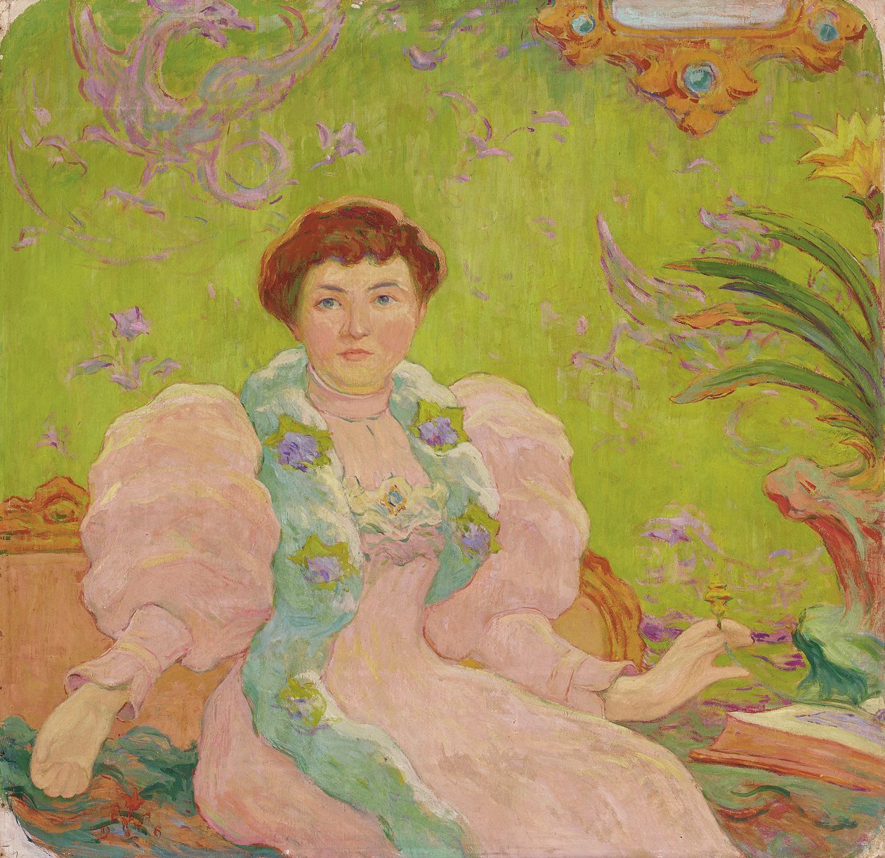 Pembe Elbiseli Genç Kadın; Jeune femme a la robe rose, 1893 dolayları (tuval üzerine yağlı boya) by Claude Emile Schuffenecker