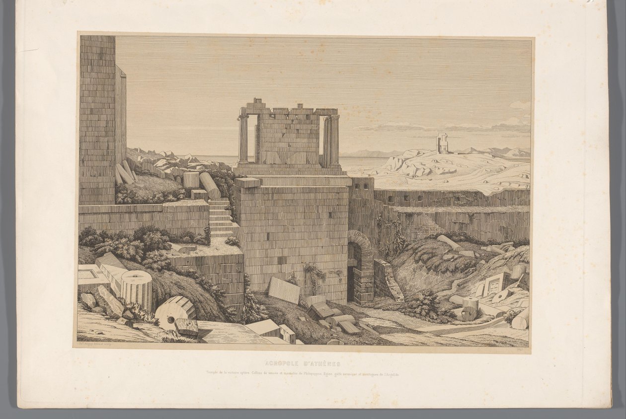 Gezicht op de Akropolis van Athene Atina Akropolü (nesne üzerindeki başlık) Antik Yunanistan
