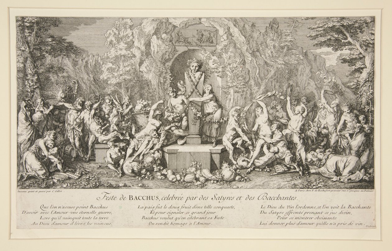 Satirler ve Bacchantes tarafından kutlanan BACCUS Bayramı by Claude Gillot