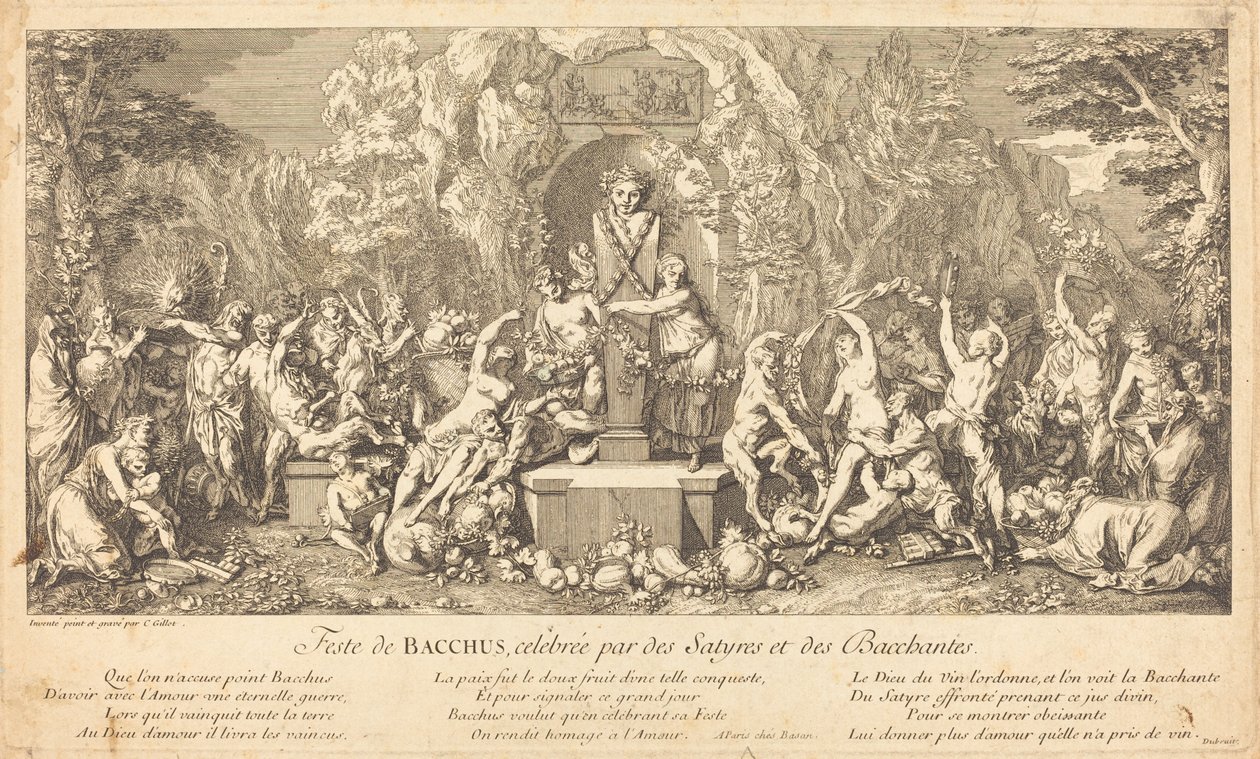 Feste de Bacchus, celebree par des Satyres et des Bacchantes (Bacchus Bayramı Kutlaması Satyrs ve Bacchanales tarafından derecelendirildi) by Claude Gillot