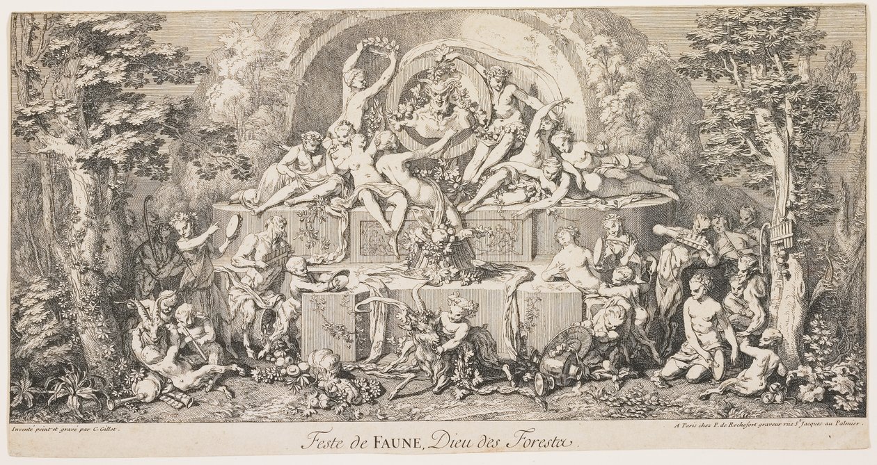 Orman Tanrısı Geyik Yavrusu Festivali, c. 1740 by Claude Gillot