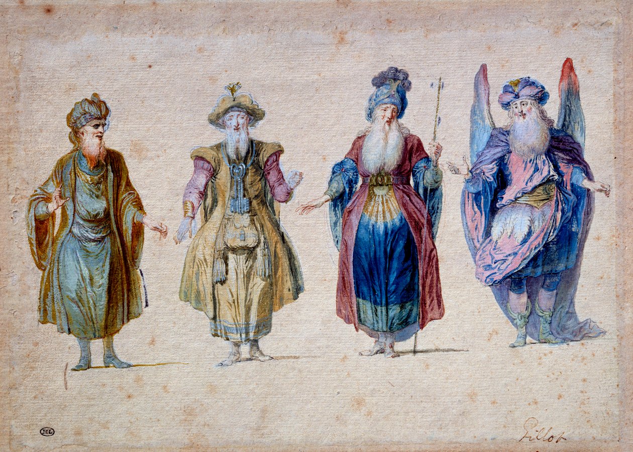Aquarelle tiyatrosunun dört rahibi Claude Gillot (1673-1722) Paris, Musee du Louvre by Claude Gillot