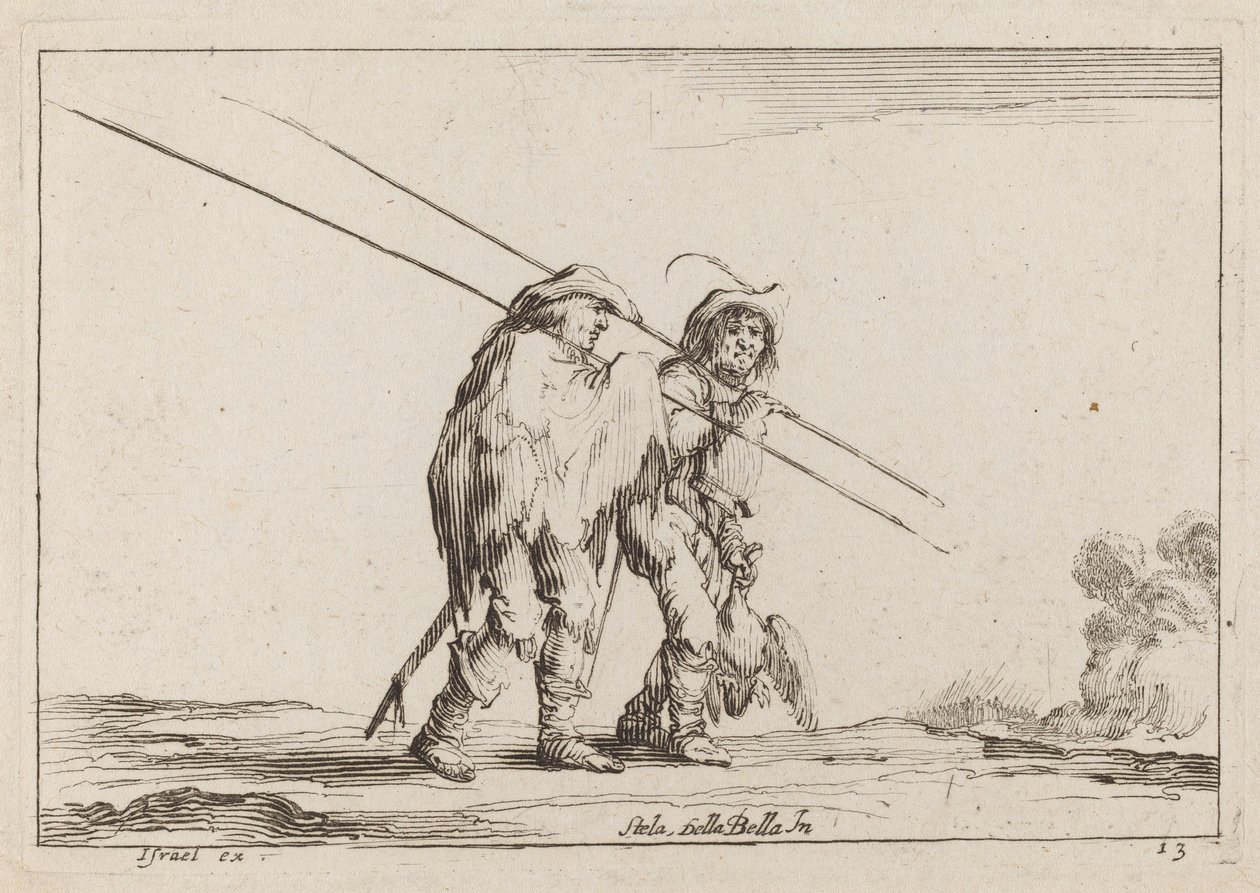 Yürüyerek Seyahat Eden İki Pikemen by Claude Goyrand after Stefano Della Bella