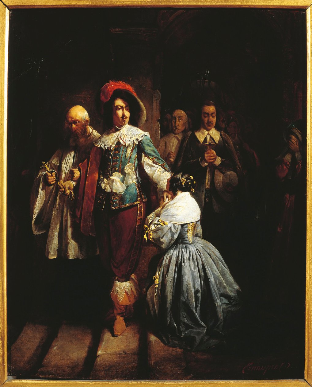 İngiltere Kralı I. Charles (1600-1649) Ölüme Yol Açıyor. (tuval üzerine yağlıboya) by Claude Jacquand