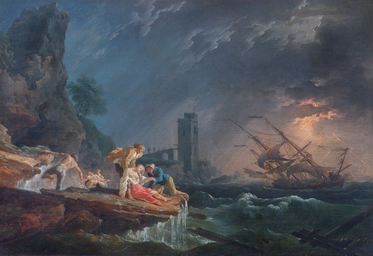 Bir Gemi Enkazı, c.1760-65 (tuval üzerine yağlıboya) by Claude Joseph (after) Vernet