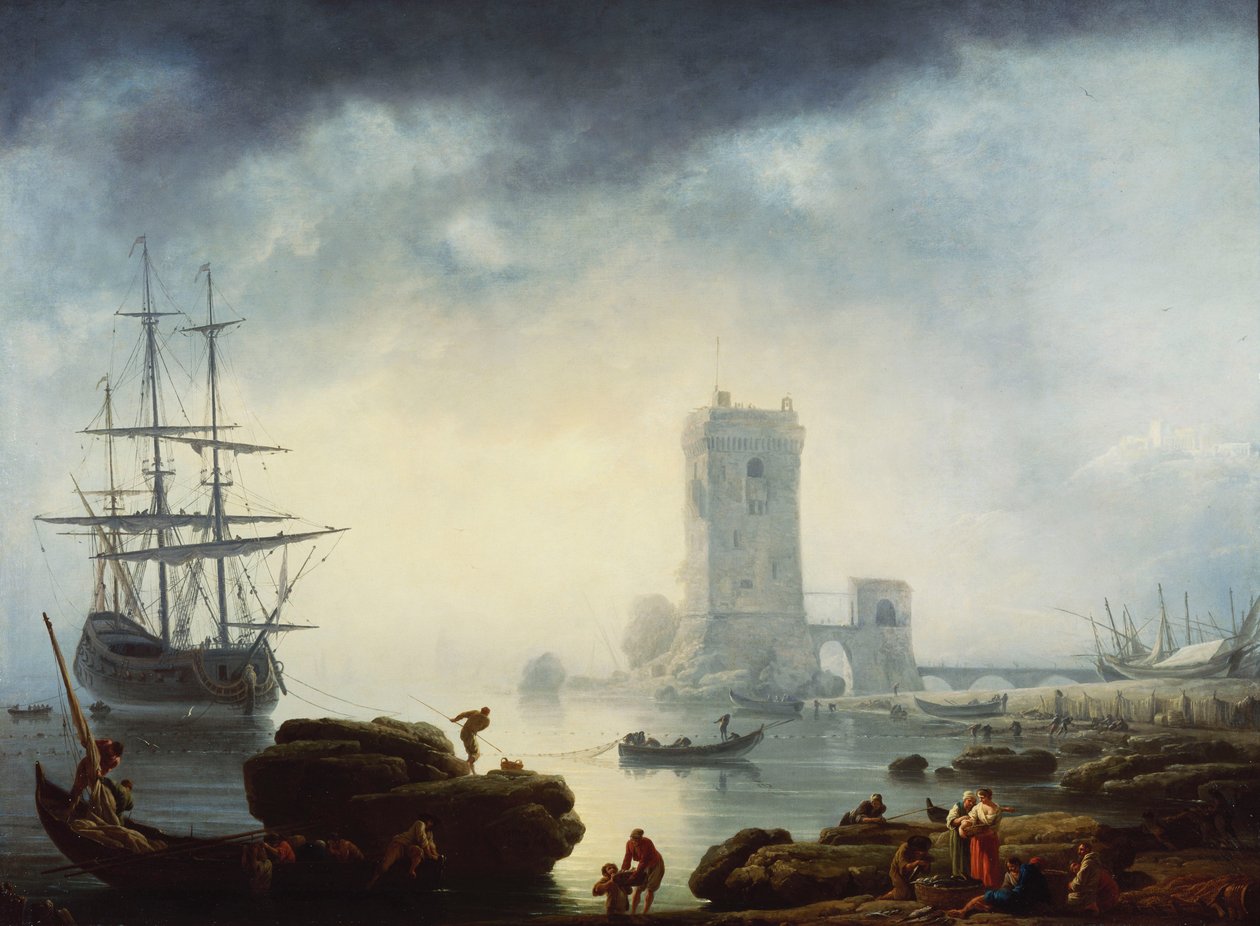 Bir Akdeniz Limanı Sahnesi: Sabah, 1745 by Claude Joseph Vernet