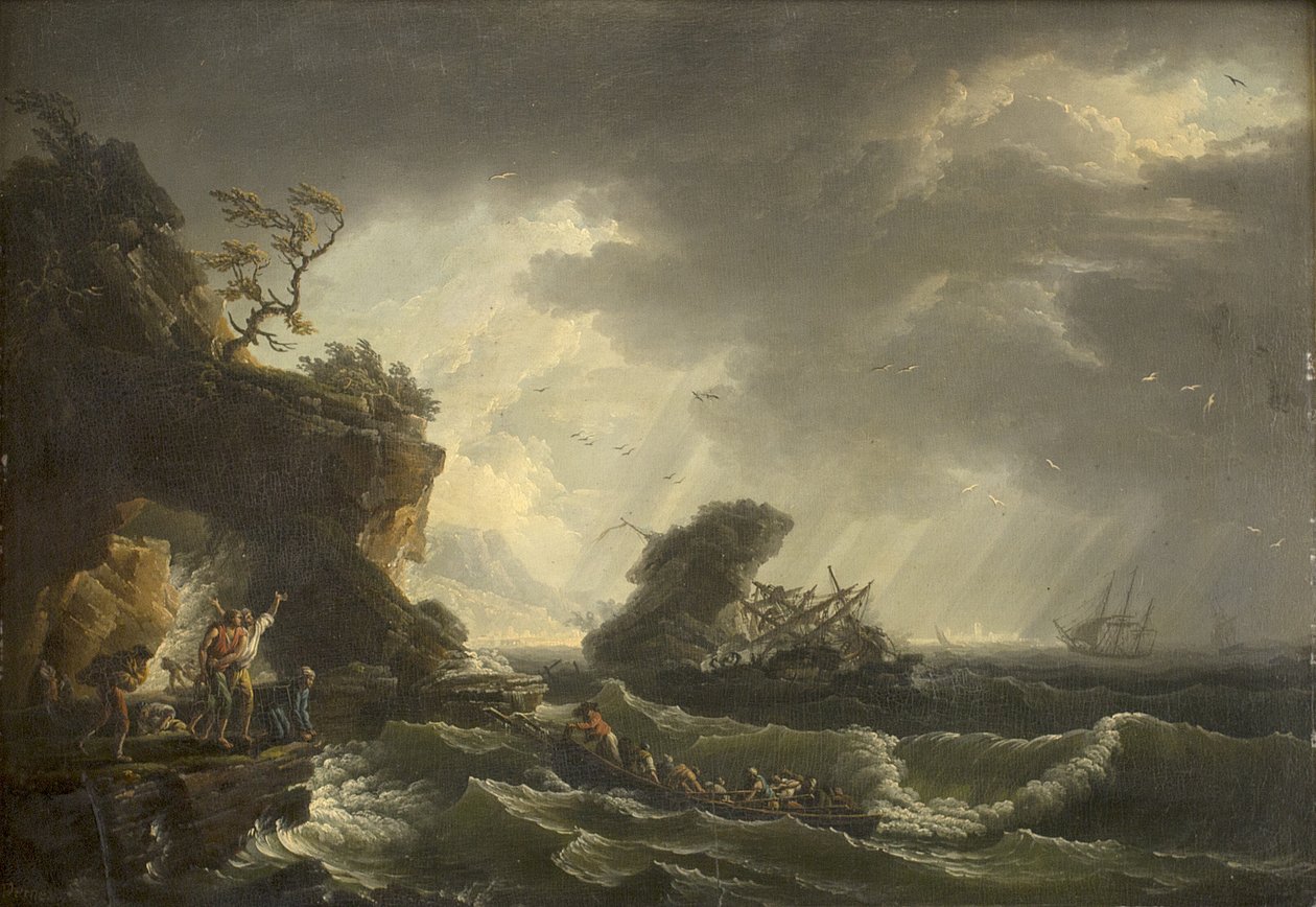 bir gemi enkazı by Claude Joseph Vernet