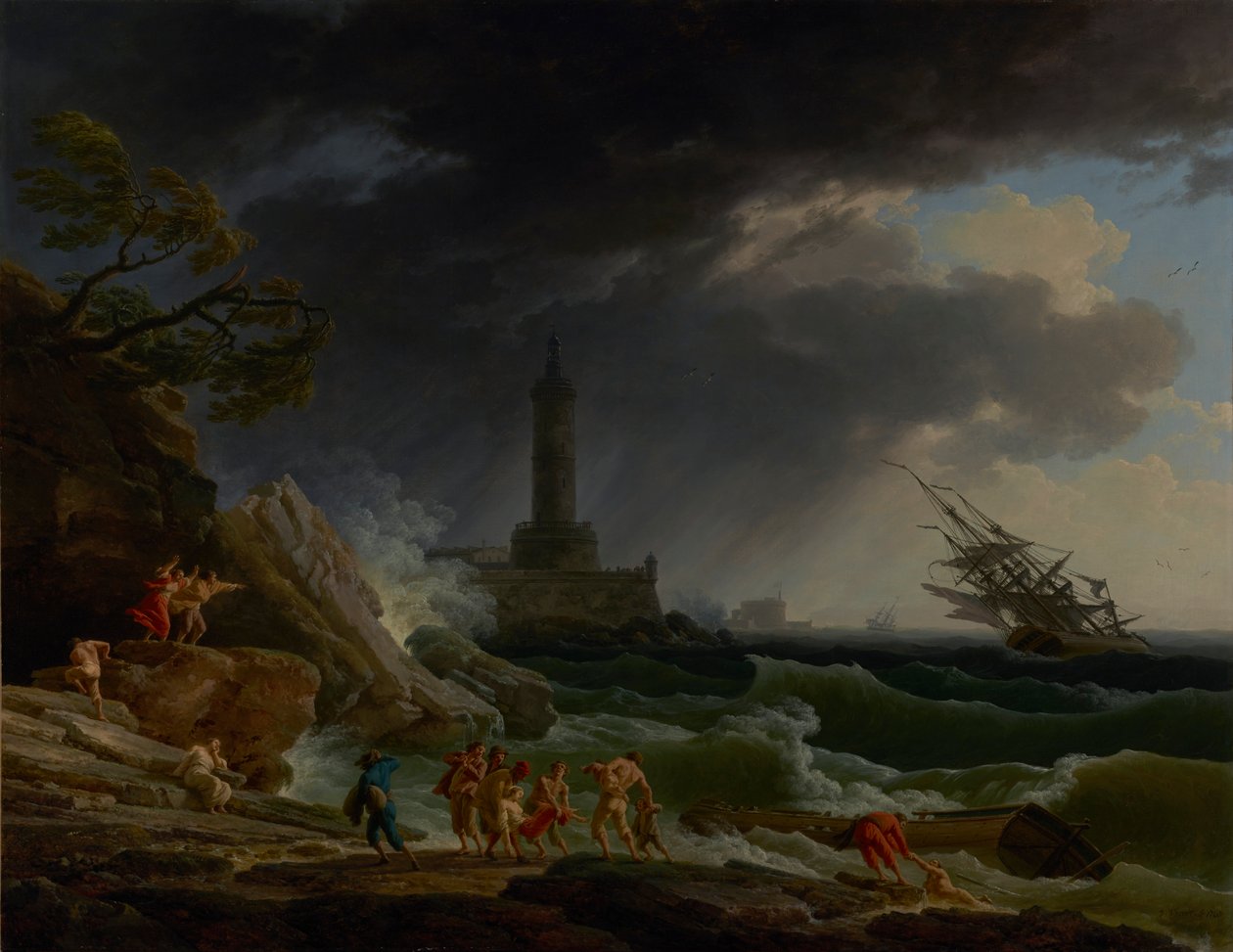 Akdeniz Kıyısında Fırtına by Claude Joseph Vernet