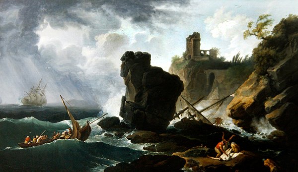 Klasik İtalyan Sahil Manzarası (tuval üzerine yağlı boya) by Claude Joseph Vernet