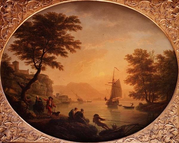 Gün - Balıkçılar ile İtalyan tarzı kayalık bir koy by Claude Joseph Vernet
