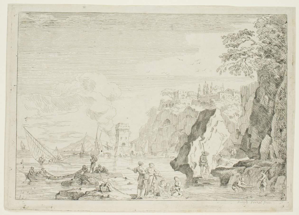 Büyük Kule ile Plaj by Claude Joseph Vernet