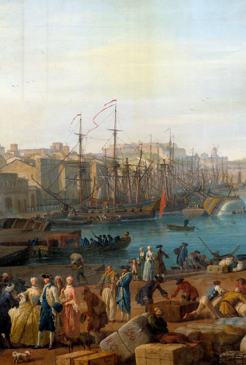 18. yüzyılda Marsilya limanı Malların boşaltılmasını temsil eden detay. Joseph Vernet (1714-1789) tarafından yapılan boyama by Claude Joseph Vernet