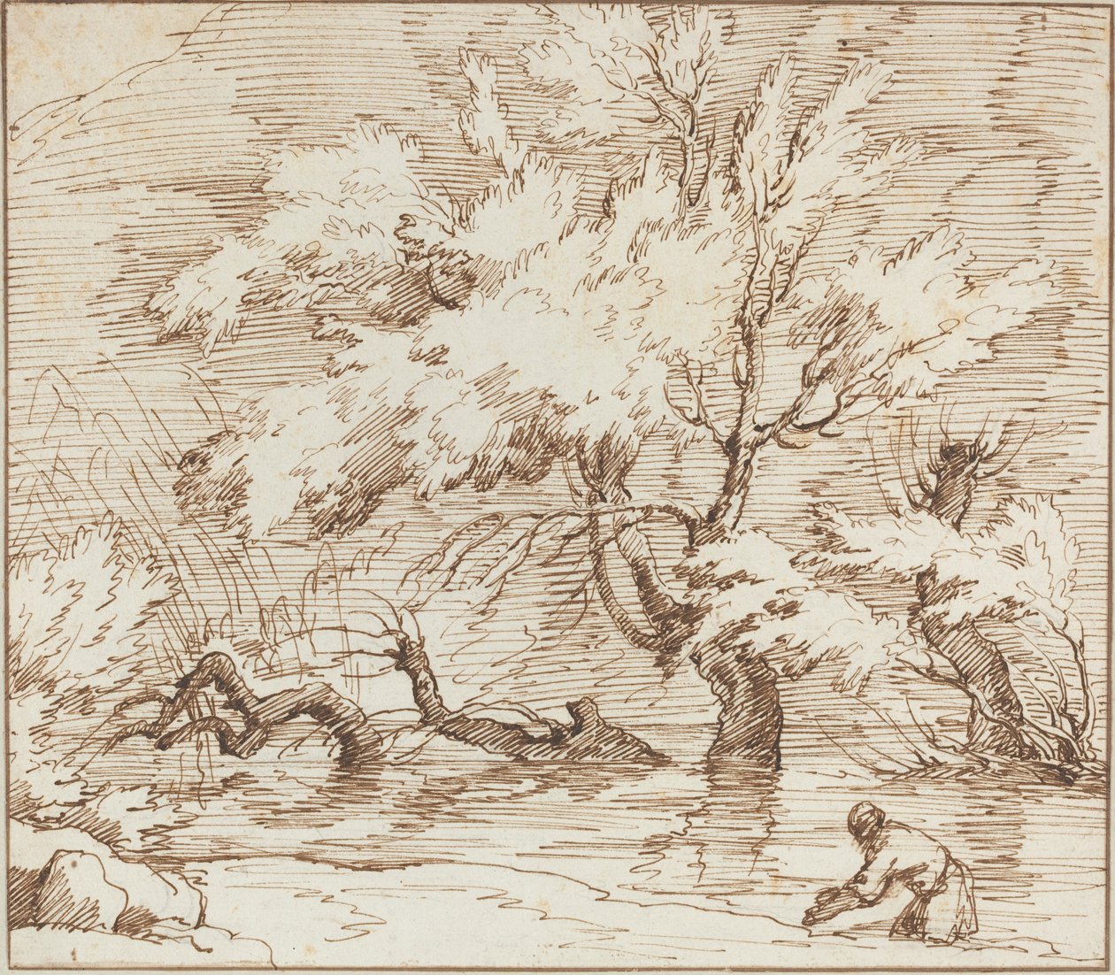 Bir Derede Yansıyan Ağaçlar by Claude Joseph Vernet