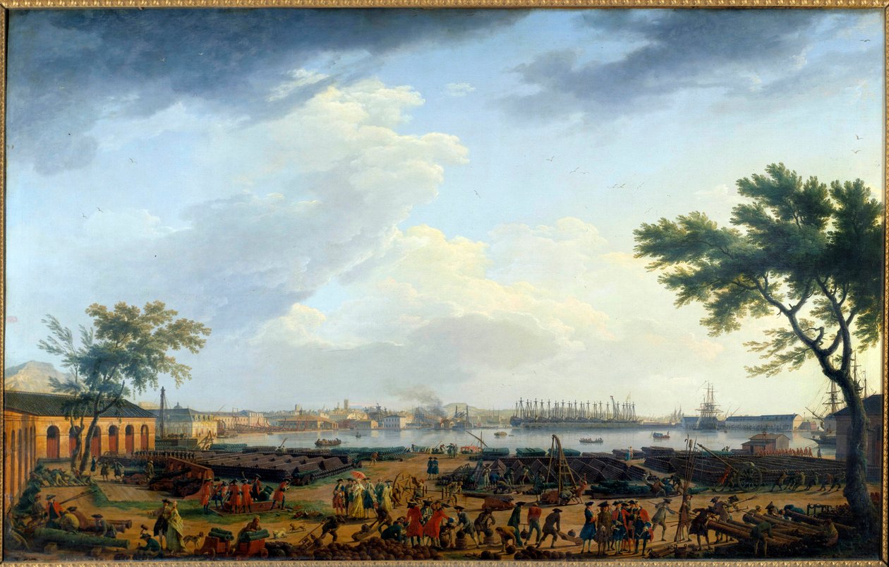 Toulon limanının görünümü ve Joseph Vernet (1714-1789) tarafından 18. yüzyıl Arsenal Tablosu. Paris, Deniz Müzesi by Claude Joseph Vernet