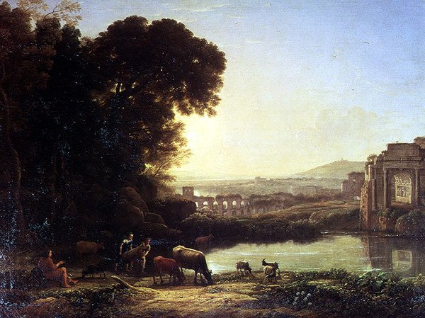 Sığır ve Keçiler bir harabenin yanında içiyor by Claude Lorrain