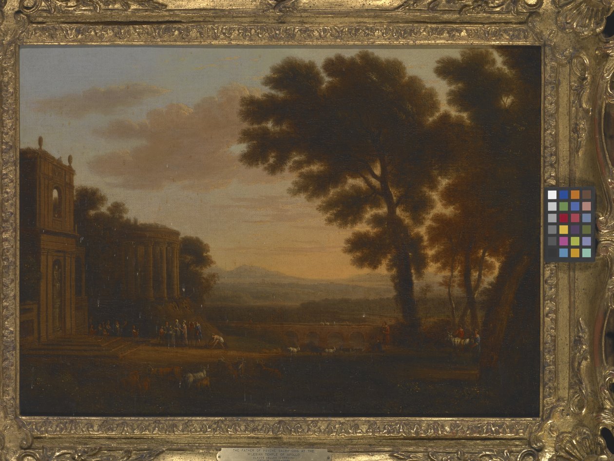Psyche'nin Babasının Miletos Apollon Tapınağında Kurban Verdiği Manzara (tuval üzerine yağlı boya) by Claude Lorrain (1600 82)