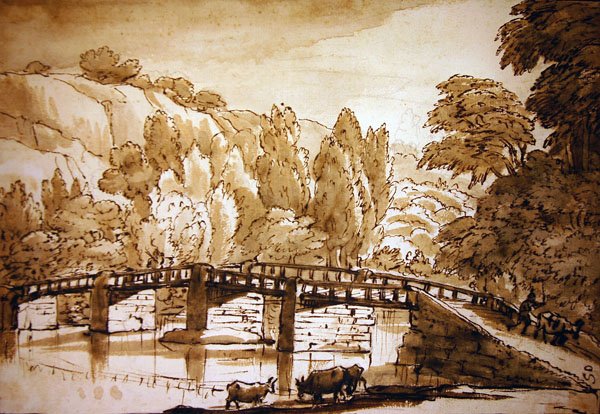 Ormanlık manzara (kalem ve mürekkep ve kağıt üzerinde yıkama) by Claude Lorrain