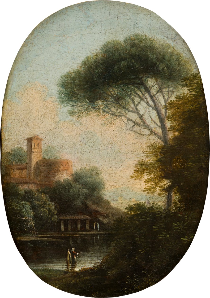 Wooded Lake manzarası, c.1620-82 (panelde yağlı boya ve kanvas) by Claude  Lorrain