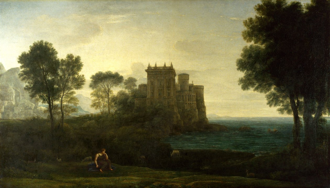 Aşk Tanrısı sarayı veya büyülü kale dışında Psyche ile manzara) Tablo Claude Lorrain (1600-1682) Tuval üzerine yağlıboya 1664 Dim 87, 1 x 151.3 cm Ulusal Galeri, Londra by Claude Lorrain