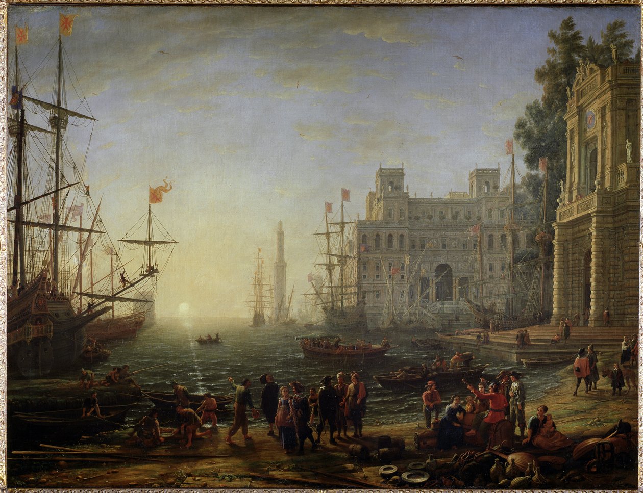 Medicis villalı liman - Tuval üzerine yağlı boya by Claude Lorrain