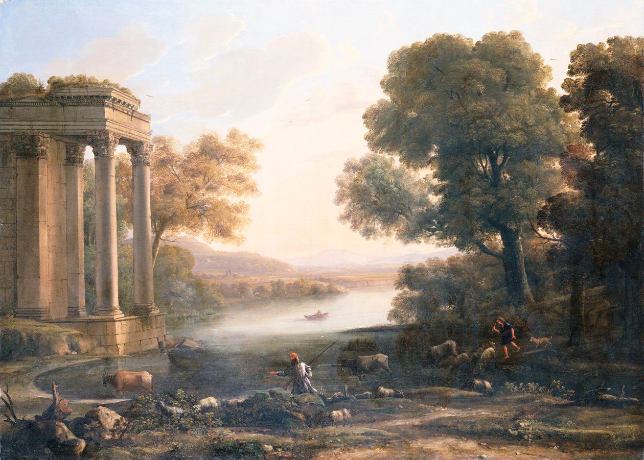 Yıkılmış Tapınak ile Pastoral Bir Manzara, 1638 dolayları by Claude Lorrain