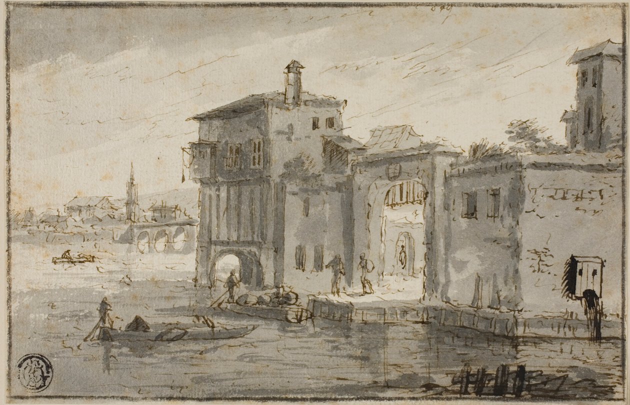 Lagün Yanındaki Binalar by Claude Lorrain
