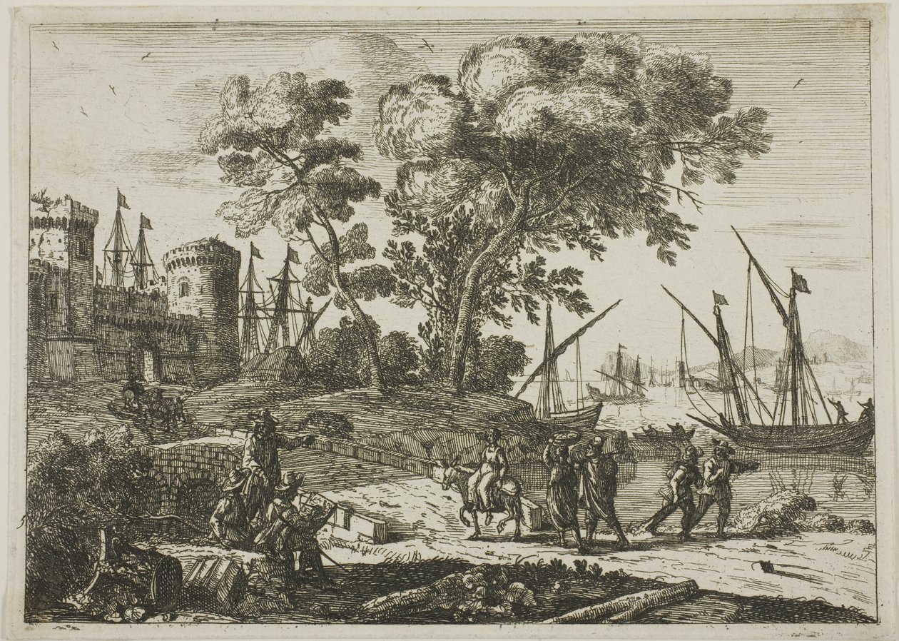 Bir Sanatçı Çizimi ile Sahil Manzarası by Claude Lorrain