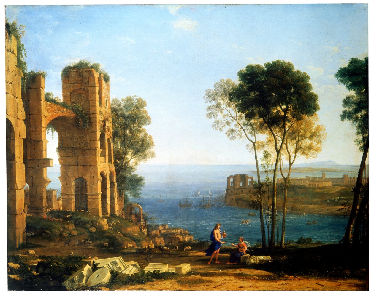 Apollo ve Cumaean Sibyl ile Sahil Görünümü, 1645 ve 1649 yılları arasında. by Claude Lorrain