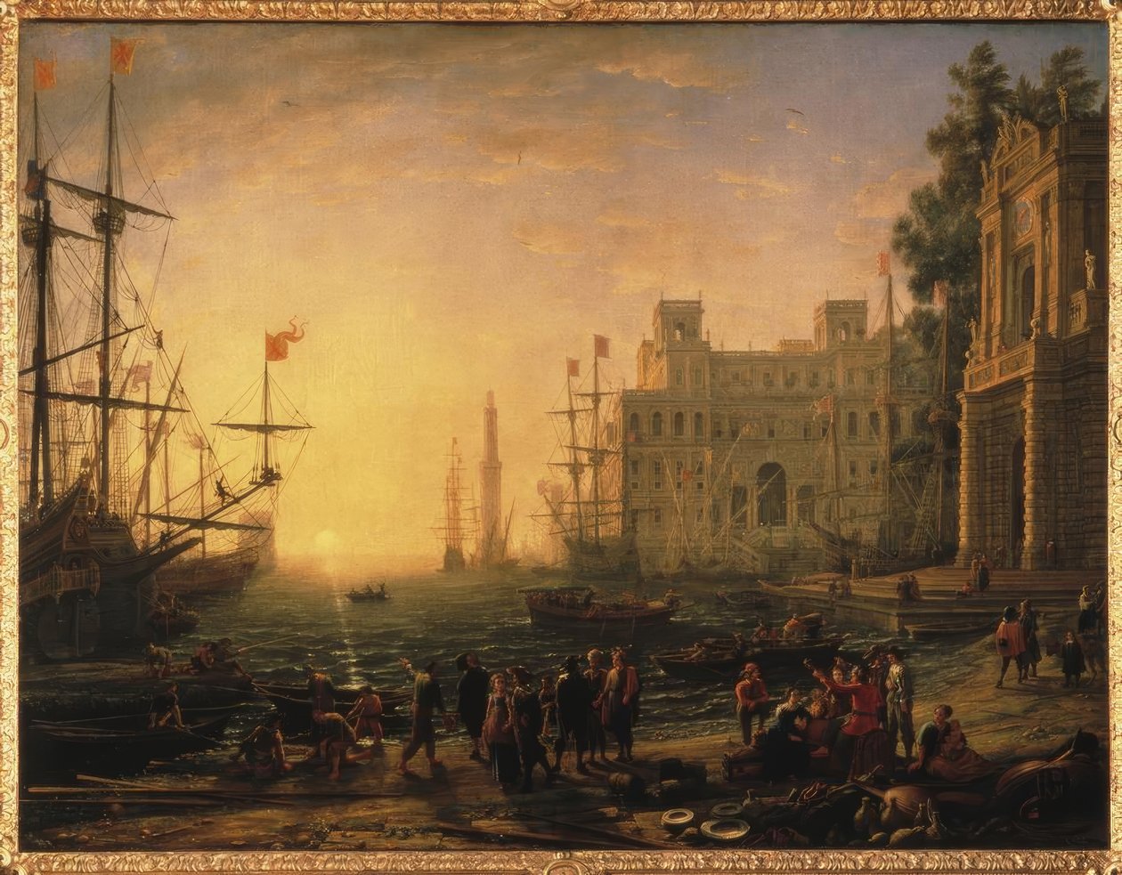 Villa Medici ile ideal liman manzarası by Claude Lorrain