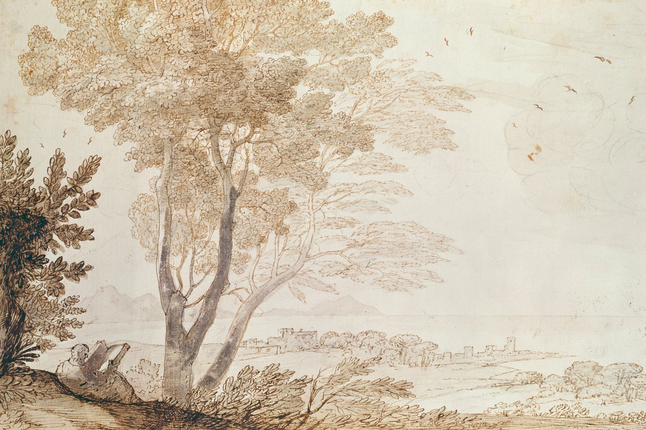 Manzara (kağıt üzerine kalem ve mürekkep) by Claude Lorrain